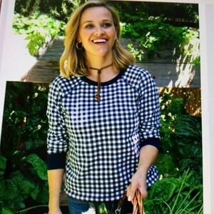 Draper James Navy Gingham Sweatshirt S